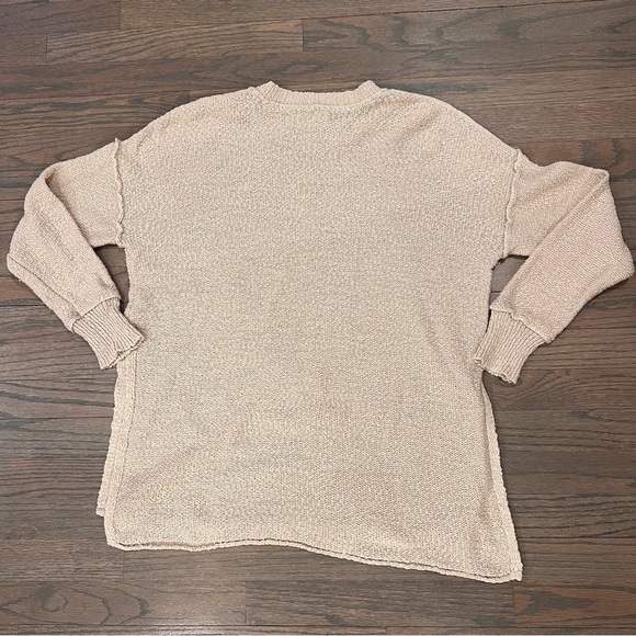 Aerie Oversized Split Hem Sweater Women’s Tan Cream Size Small | Loungewear - Picture 7 of 7